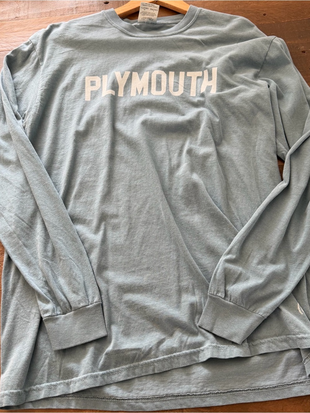 Comfort Colors Light Blue Crewneck Shirt with 'PLYMOUTH' Graphic